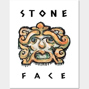 Stone Head Vintage Sculpture Face Posters and Art